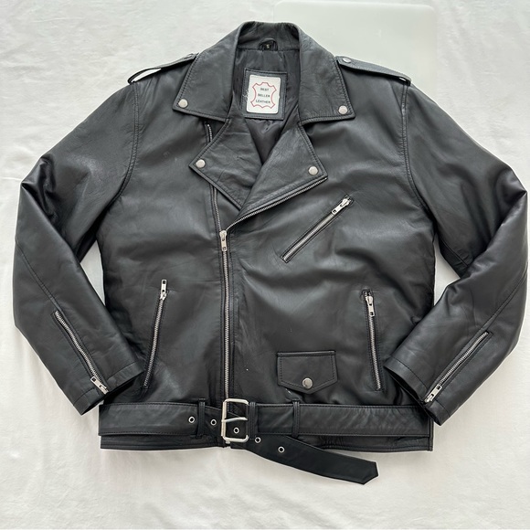 Jackets & Coats | Leather Motorcycle Mens Moto Jacket Biker Sz S Unisex ...